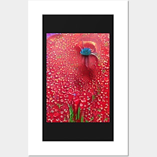 SINGLE HIGHLY COLORED  ( COLOURED) RED POPPY Posters and Art